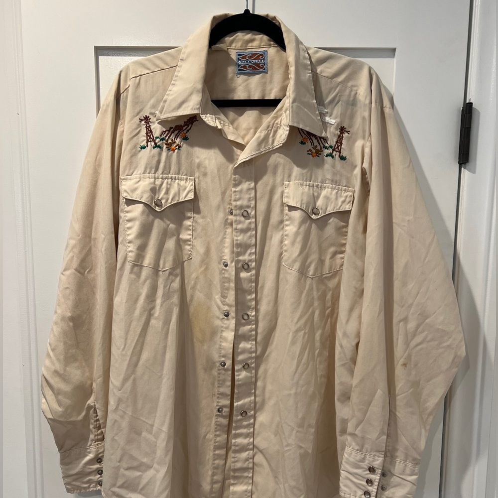 XL Vintage Tan Western Shirt
